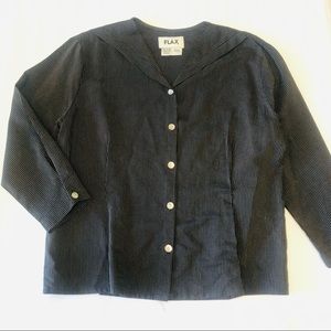 Flax Black & White Pinstripe Blouse - Women's S